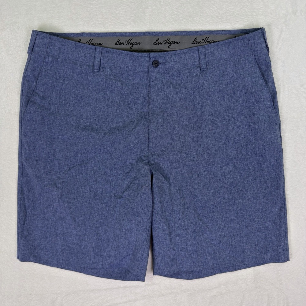 Ben Hogan Golf Shorts Mens 42 Blue Heathered Chino Performance Slash Pockets‎
